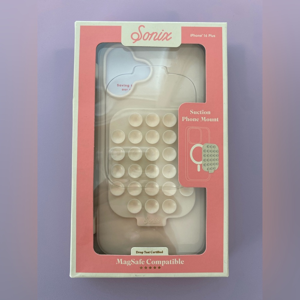 Sonix Pink and Cream Suction Phone Mount iPhone 16 Plus